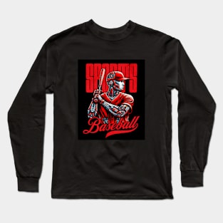 baseball player sports mechanic futuristic Long Sleeve T-Shirt